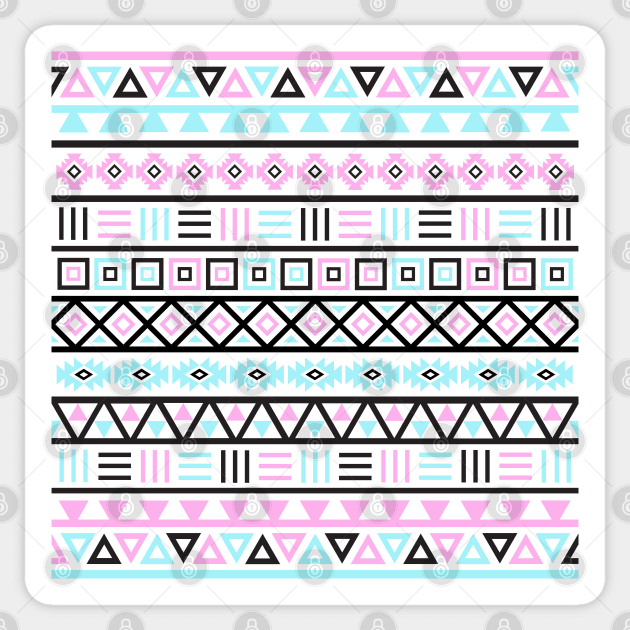 Aztec Influence BW Pink Blue Sticker by NataliePaskell